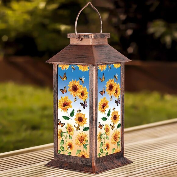 Solar Lantern Outdoor Waterproof Sunflower Butterfly Garden Decor Birthday Gifts - Picture 6 of 7